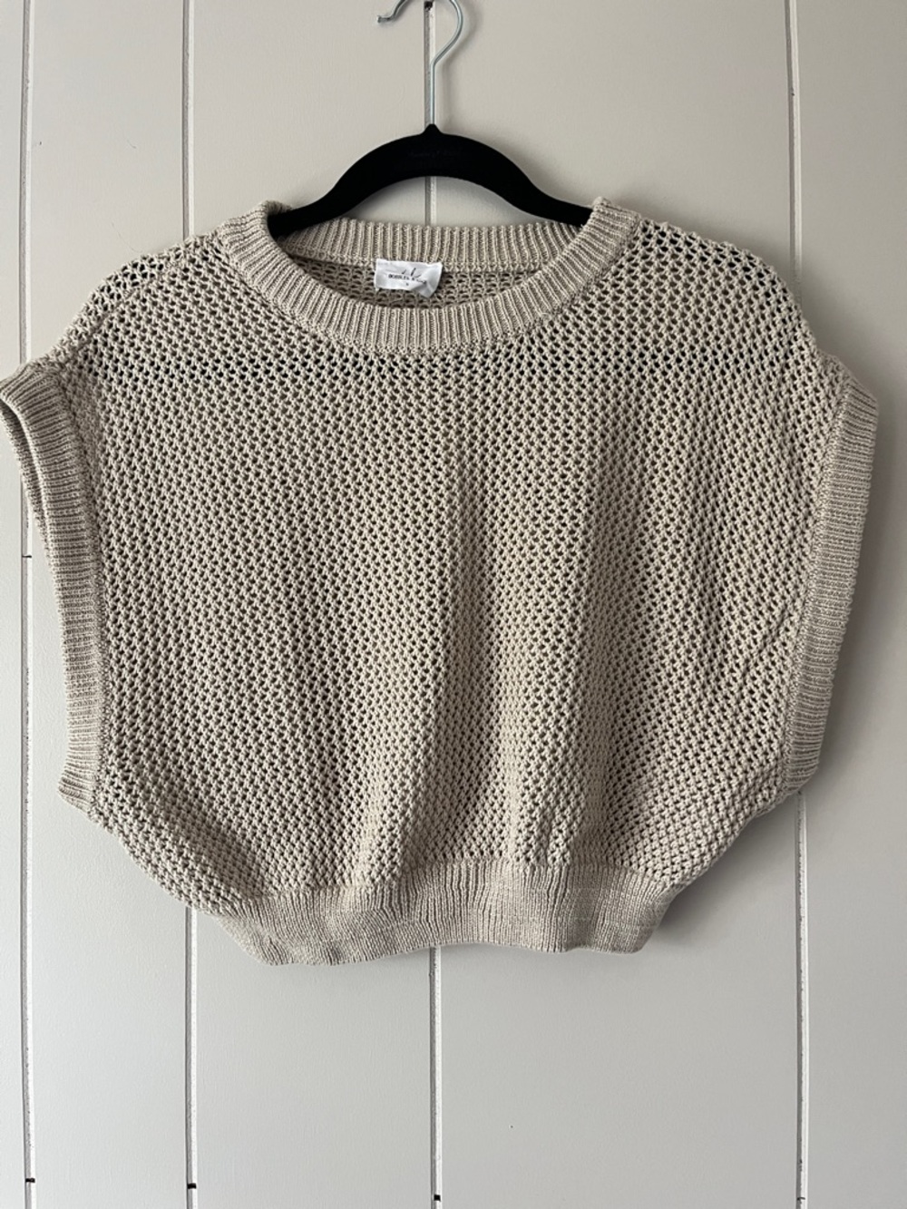 Neutral Cream Knit Sleeveless Sweater Top